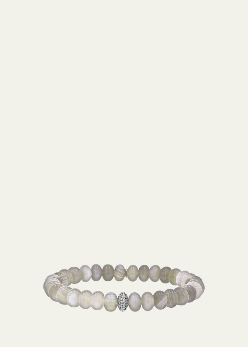 Sheryl Lowe Botswana Agate 8mm Bead Bracelet with Diamond Rondelle