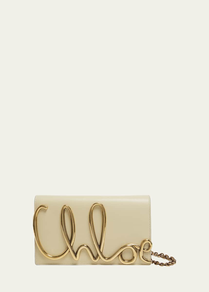 Chloe Metal Logo Crossbody Bag in Smooth Calfskin