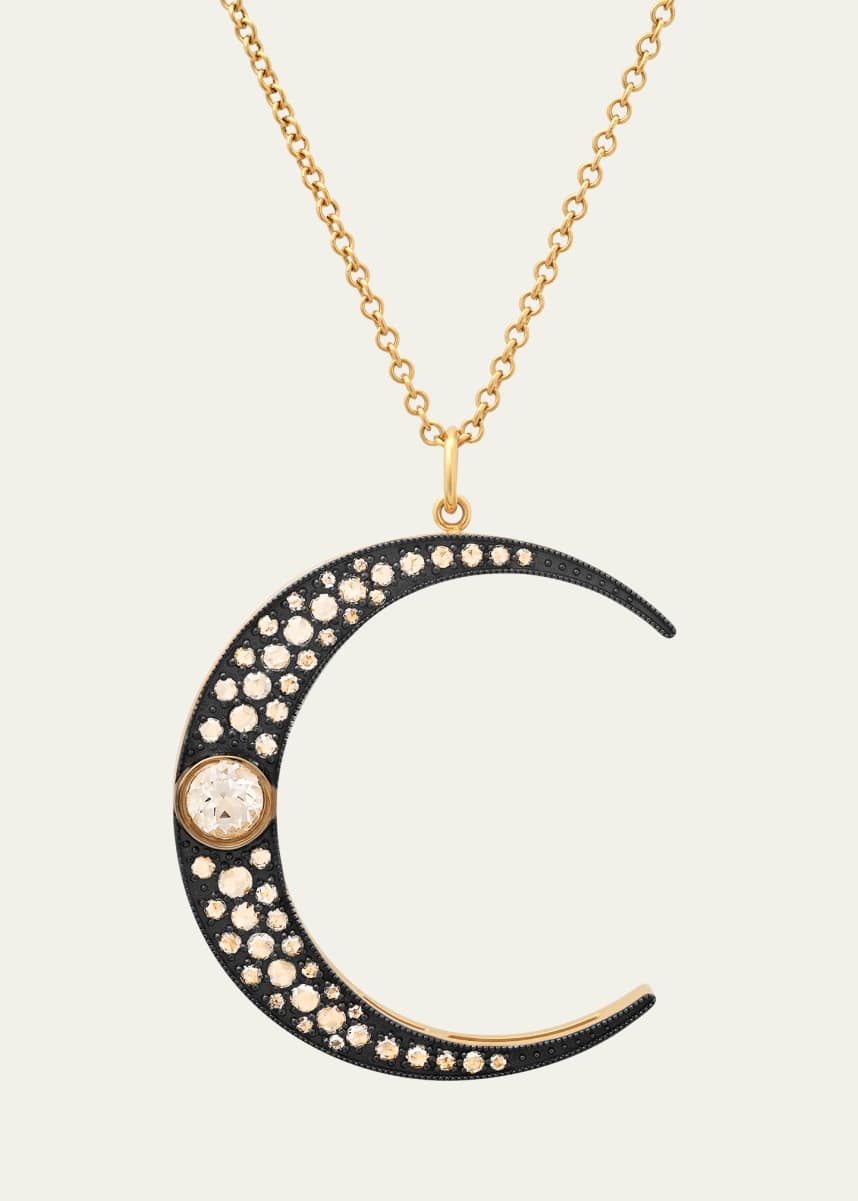 Andrea Fohrman 14k Gold Diamond Luna Moon Necklace