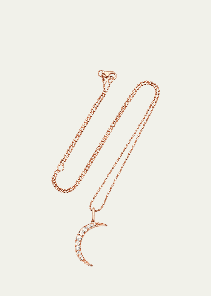 Andrea Fohrman 14k Rose Gold Diamond Crescent Moon Necklace
