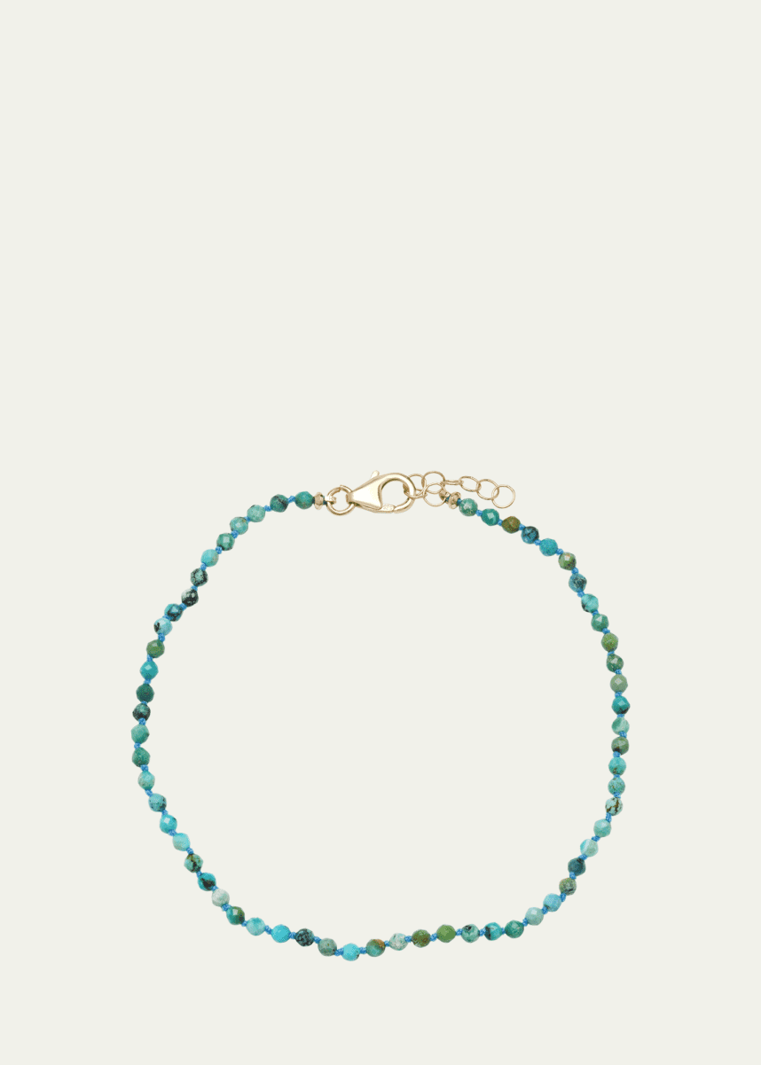Andrea Fohrman 14K Gold Faceted Turquoise Beaded Anklet