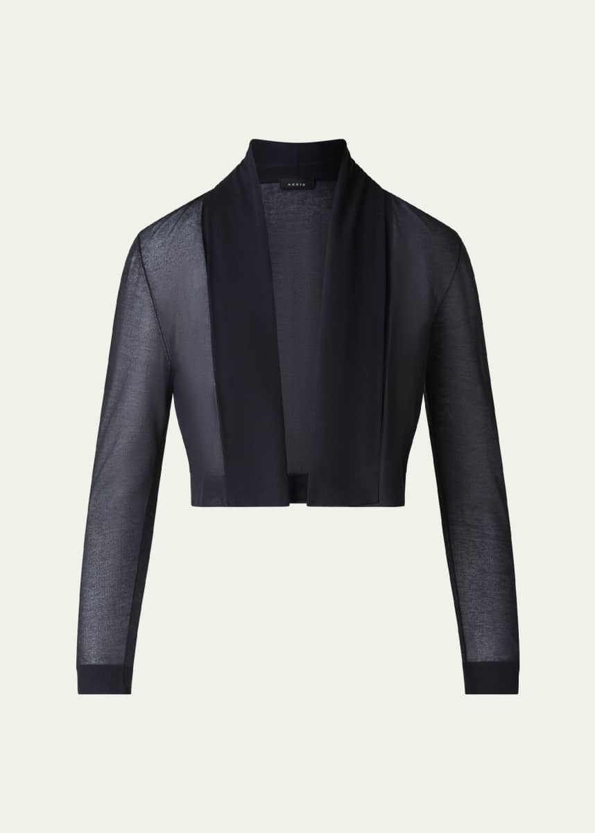 Akris Shawl Sheer Cropped Cardigan