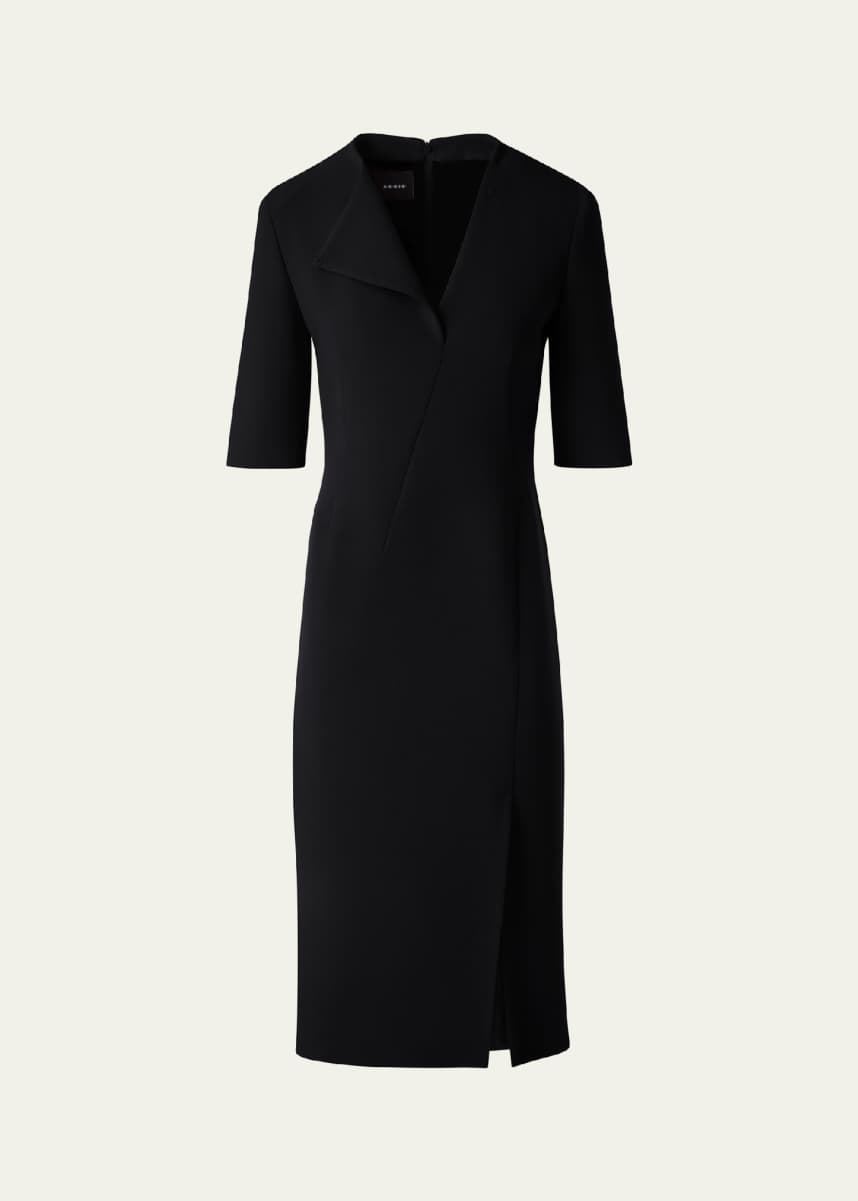 Akris Elbow Sleeve Sheath Wool Dress