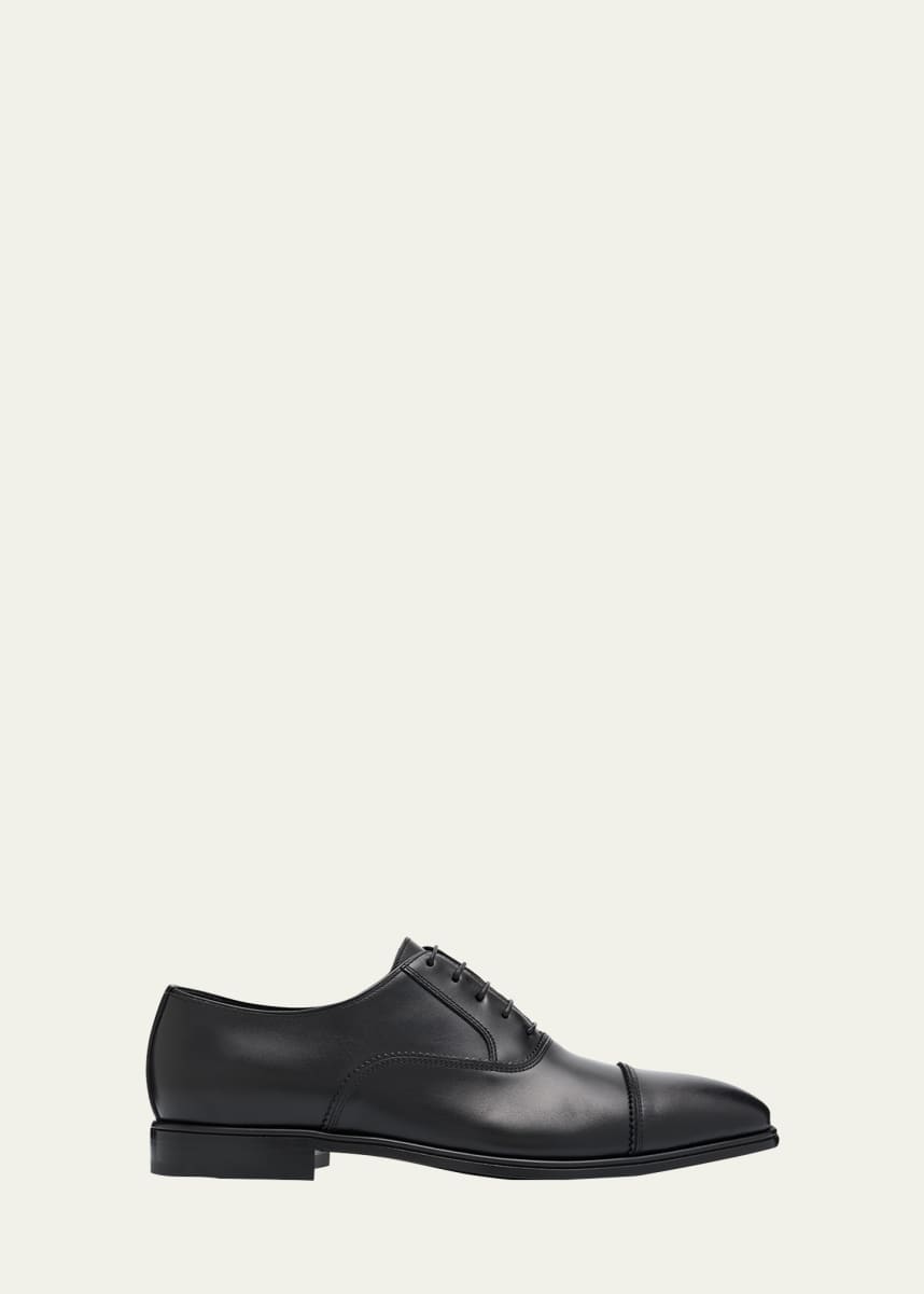 Ferragamo Men's Boston Brogue Leather Cap-Toe Oxfords