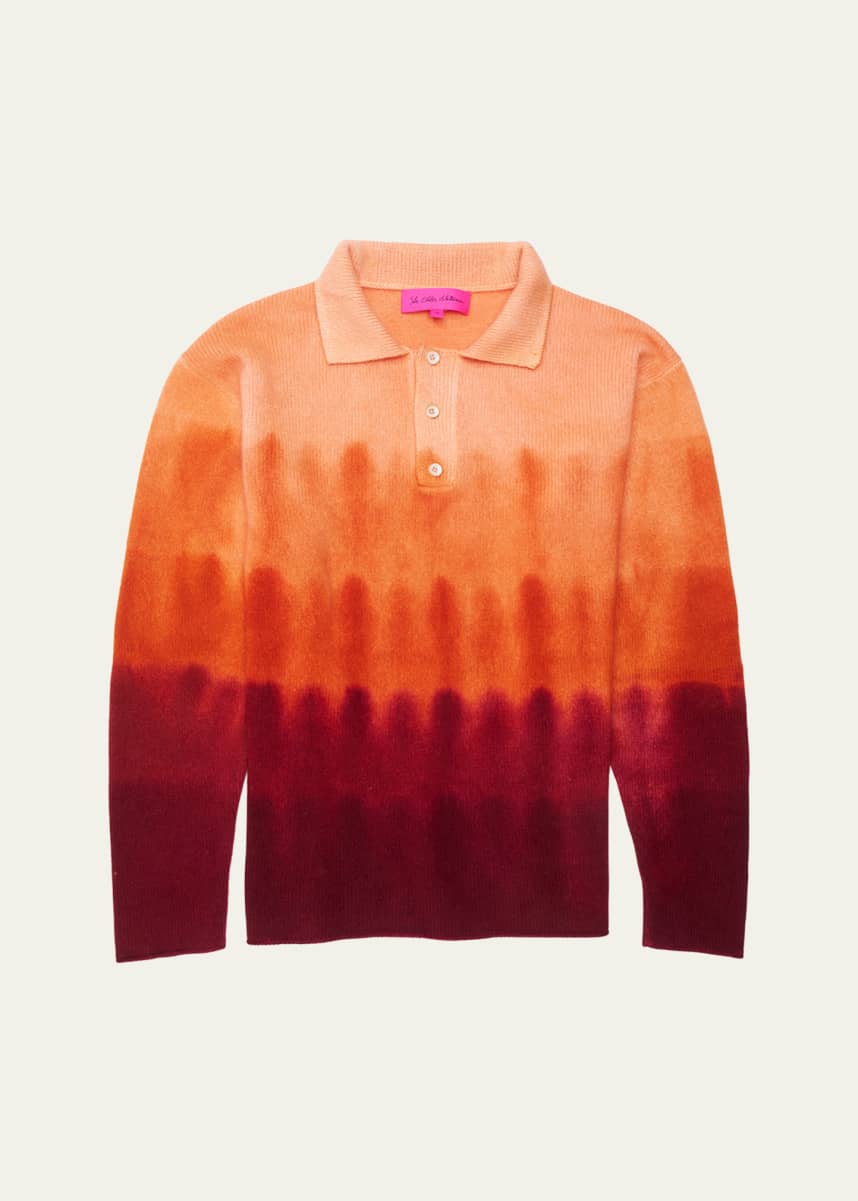 The Elder Statesman Men's Gradient Dye Cashmere Polo Sweater