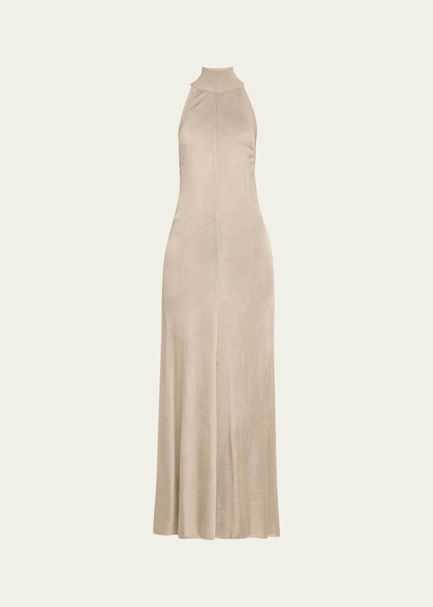 TOM FORD Mock-Neck Button Backless Knit Gown