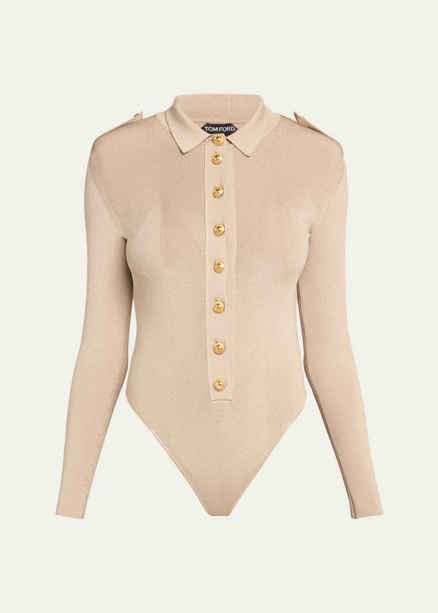 TOM FORD Button-Front Polo Bodysuit
