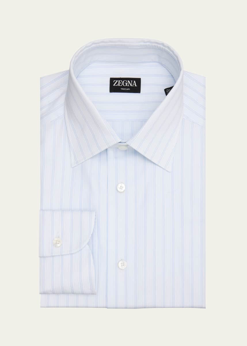 ZEGNA Men's Trecapi Cotton Multi-Stripe Dress Shirt