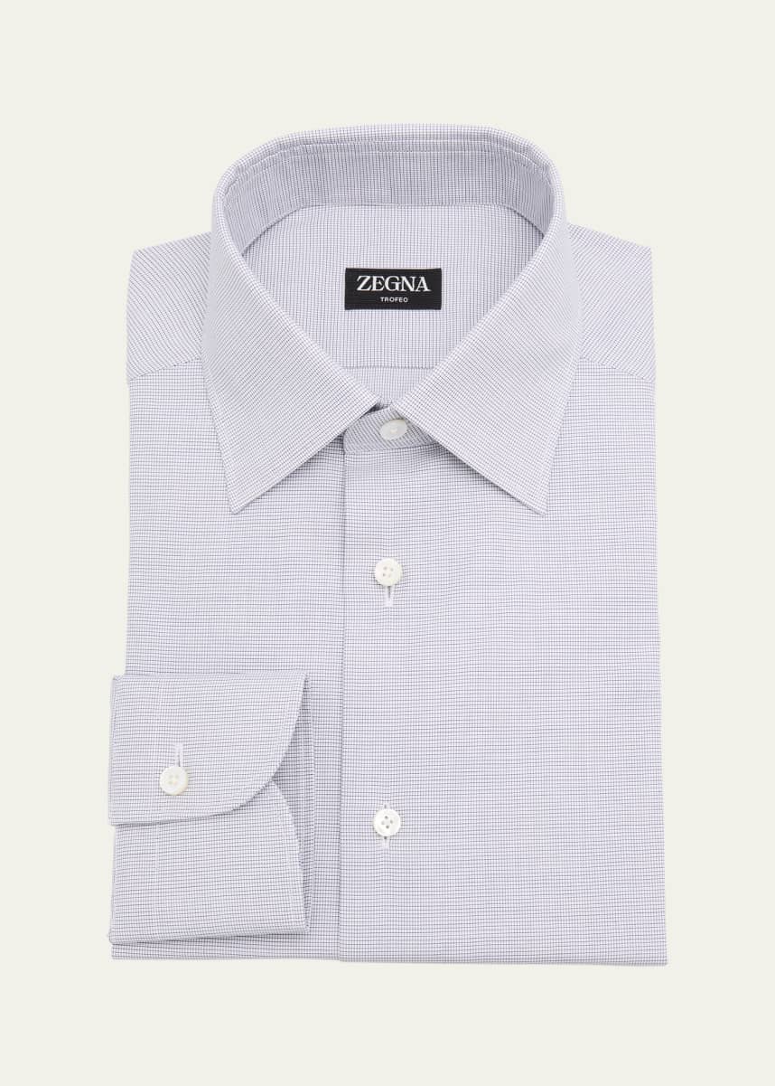 ZEGNA Men's Trofeo Cotton Micro-Check Dress Shirt