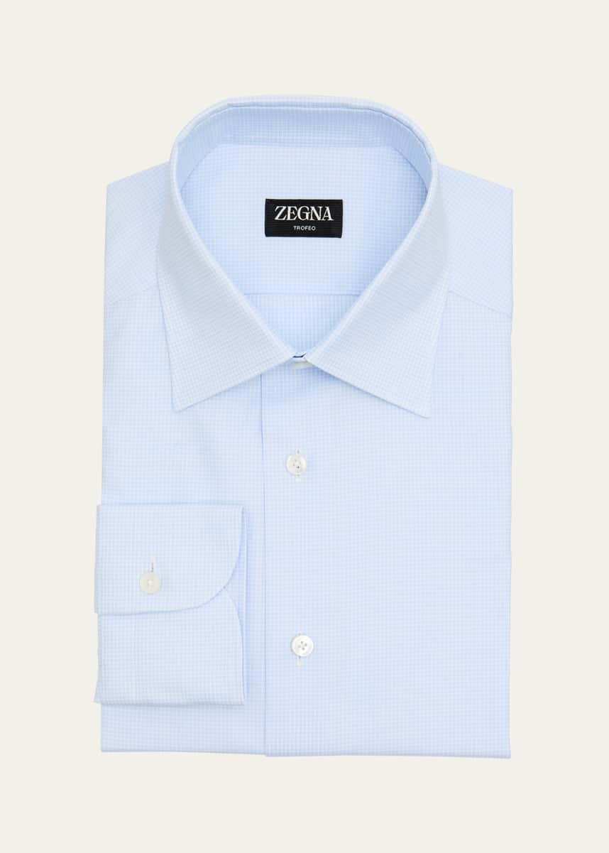 ZEGNA Men's Micro-Check Trofeo Cotton Dress Shirt