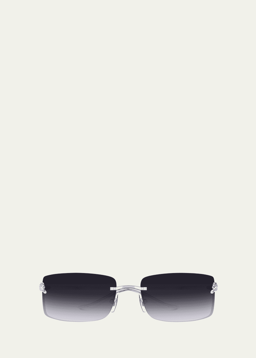 Cartier panther rimless rectangle metal sunglasses