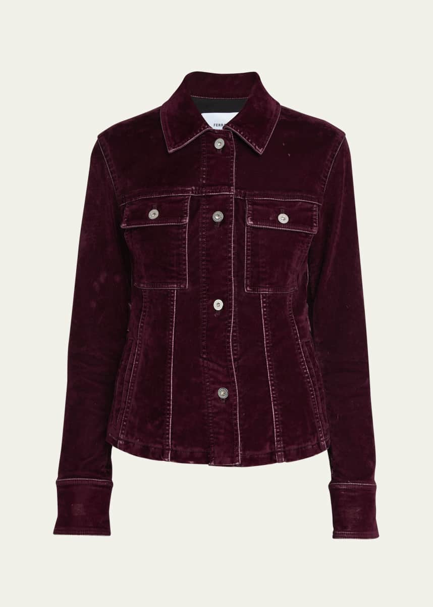 Ferragamo Flock Velvet Button Down Jacket