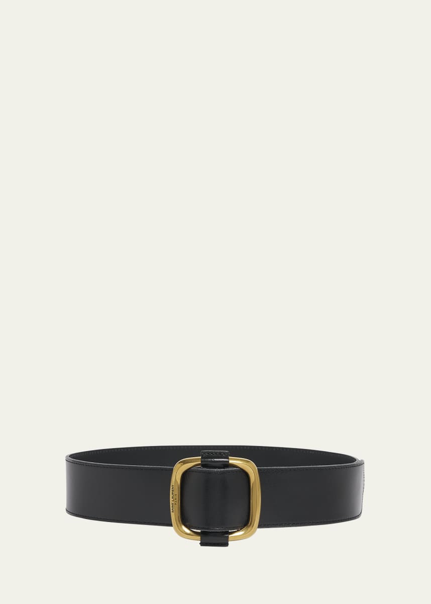 Saint Laurent Smooth Leather Belt With Oval Buckle