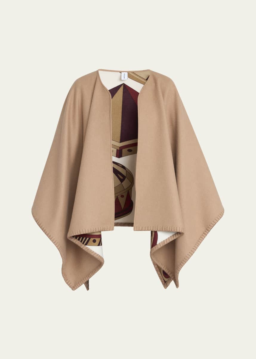 Ferragamo Reversible Geometric Wool & Silk Cape