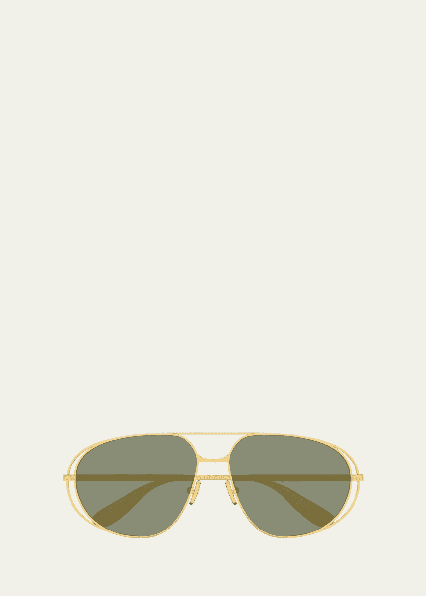Bottega Veneta Cutout Metal Aviator Sunglasses