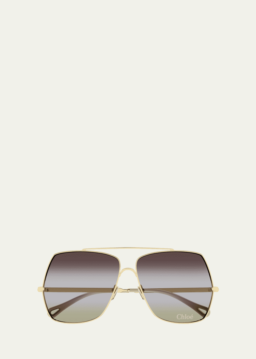 Chloe Gradient Aviator Metal Sunglasses