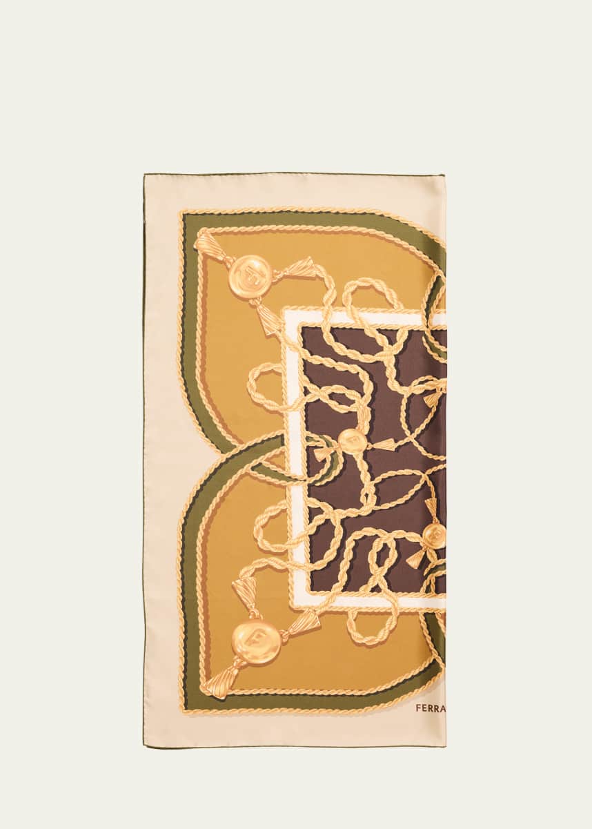 Ferragamo Logo-Print Chains Silk Scarf