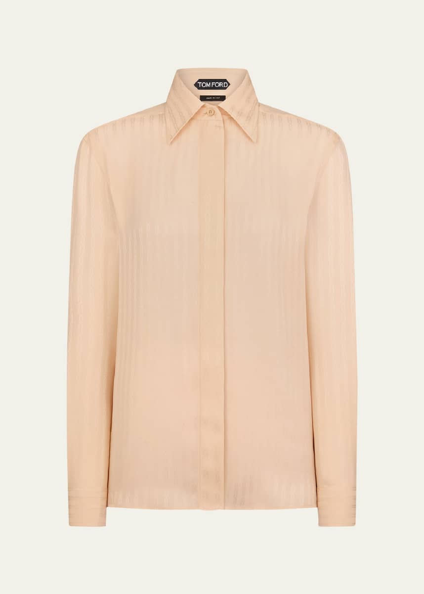 TOM FORD Whitney Chain Striped Fluid Silk Shirt