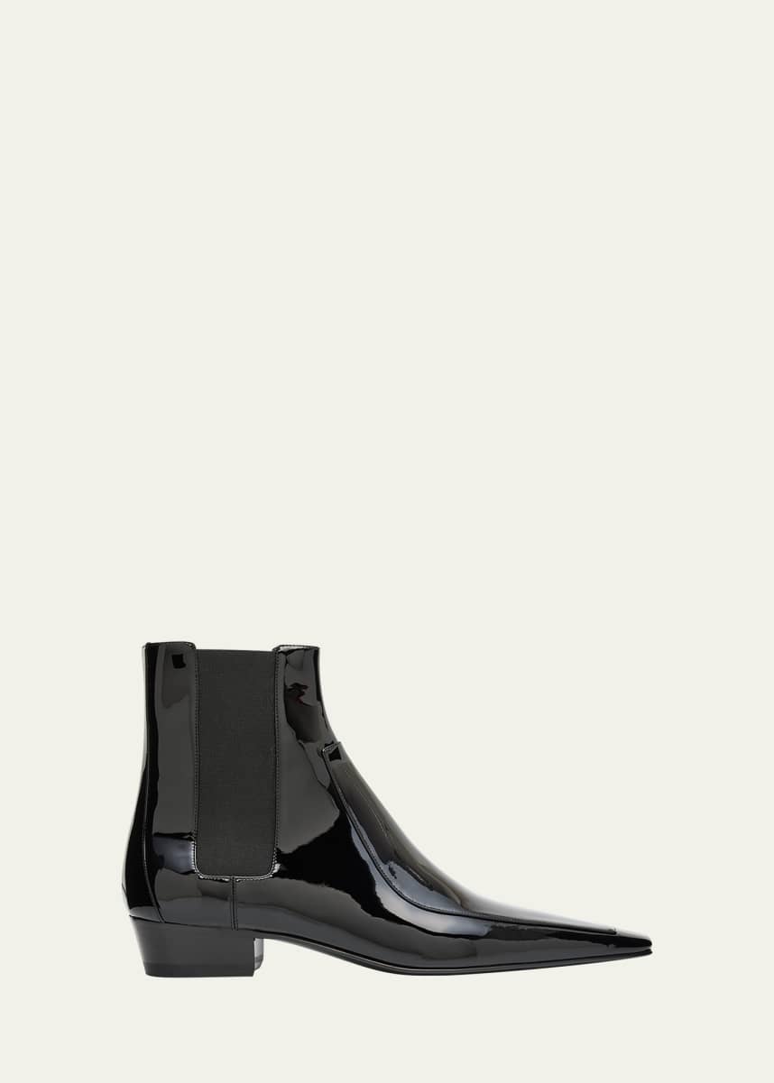 Saint Laurent Men's Jose 30 Patent Leather Chelsea Boots