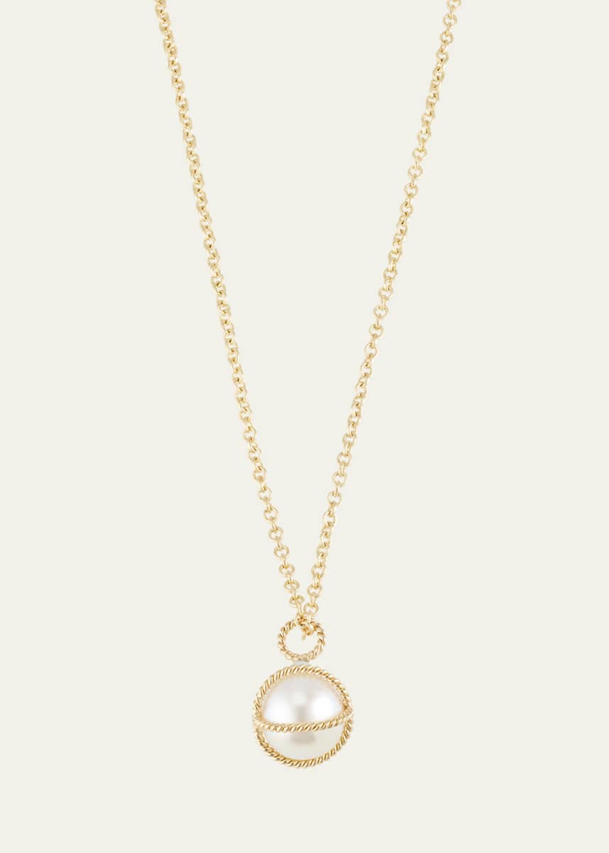 Verdura 18K Yellow Gold Pearl Wrapped Pendant Necklace
