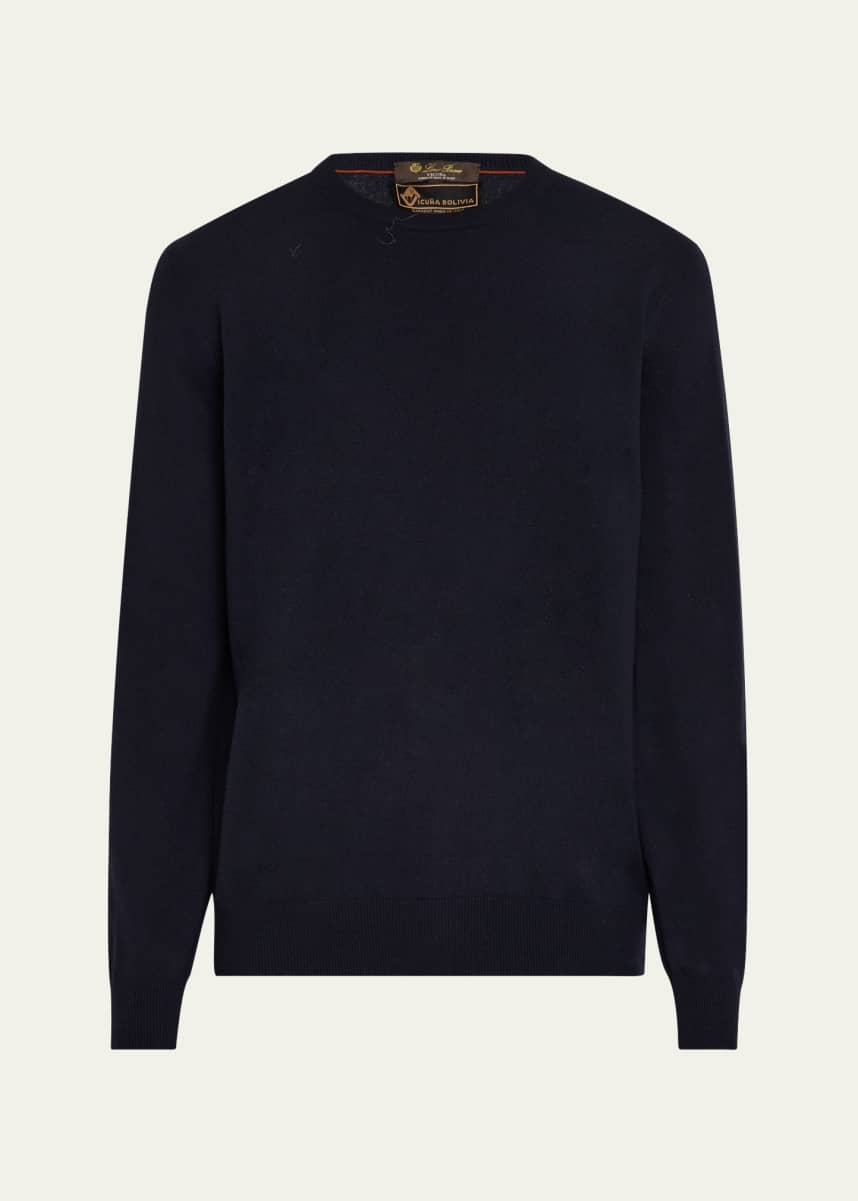 Loro Piana Men's Vicuna Wool Crewneck Sweater