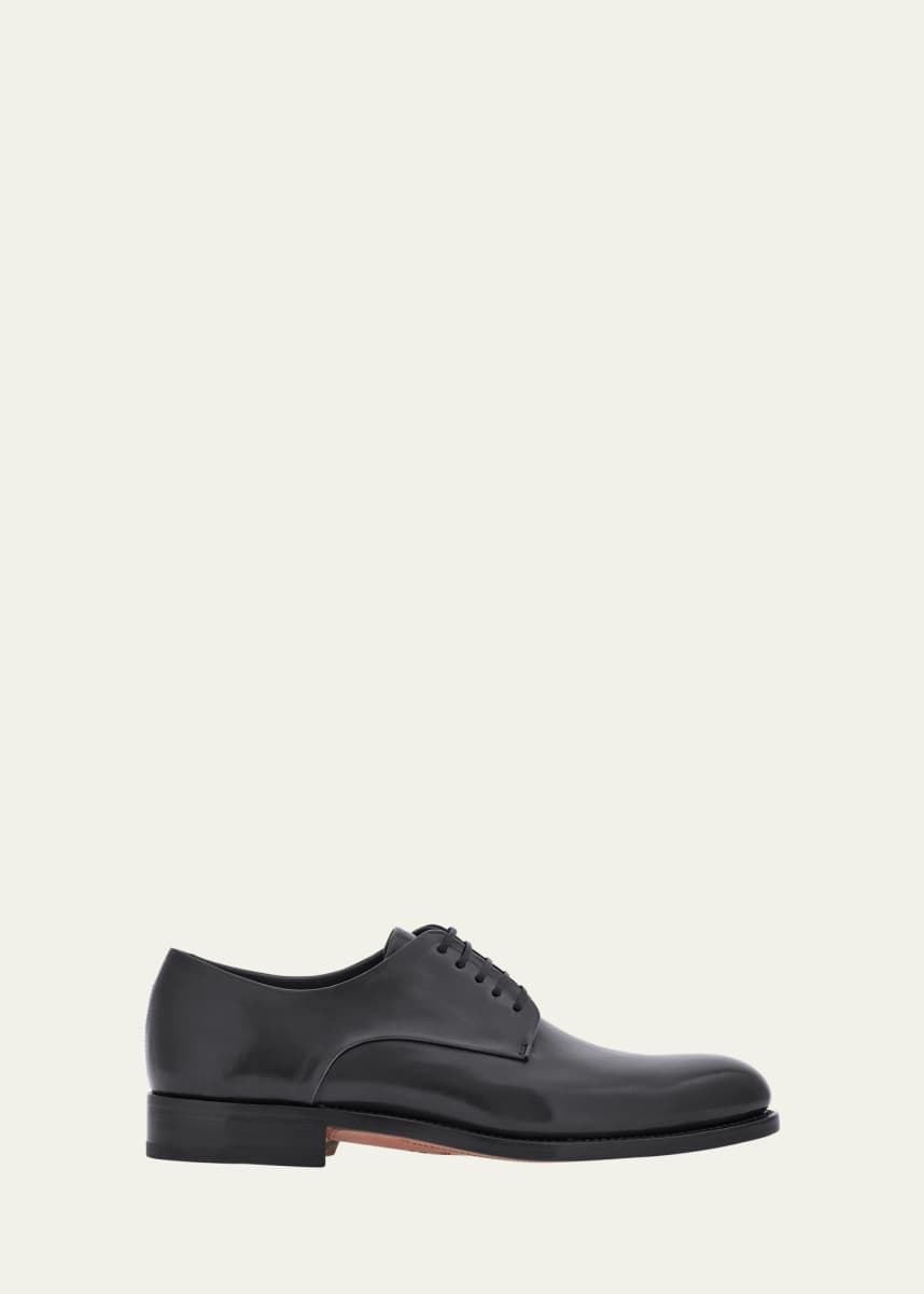 Ferragamo Men's Finn Tramezza Calfskin Derby Shoes