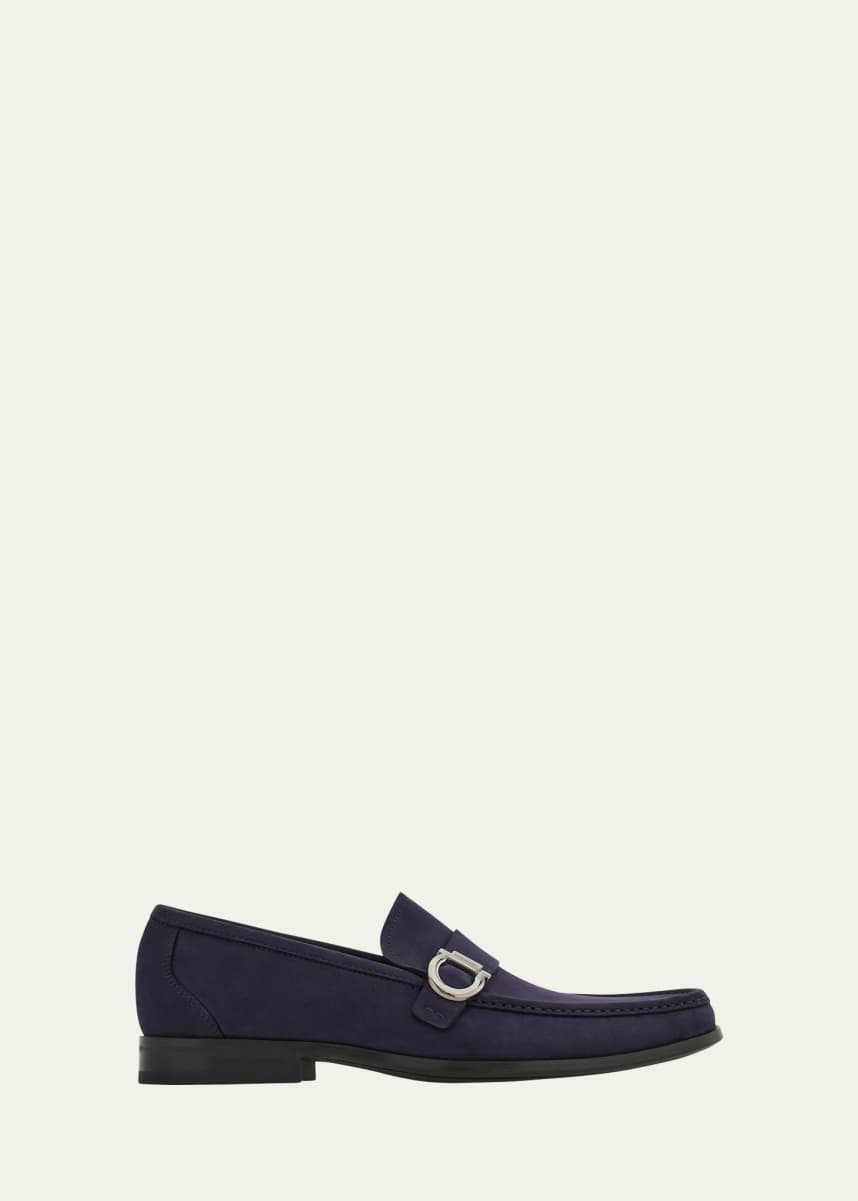 Ferragamo Men's Caspian Side Gancio-Buckle Loafers