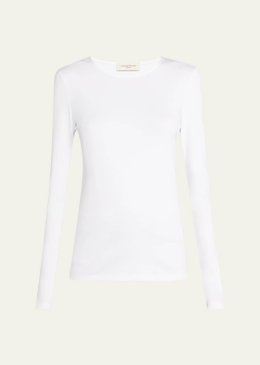 Lafayette 148 New York Scoop-Neck Stretch Cotton T-Shirt