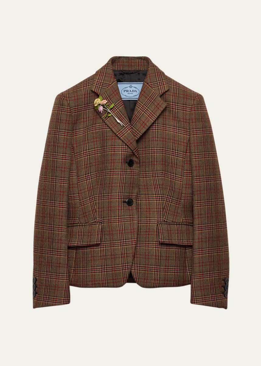 Prada Prince of Wales Check Wool Jacket