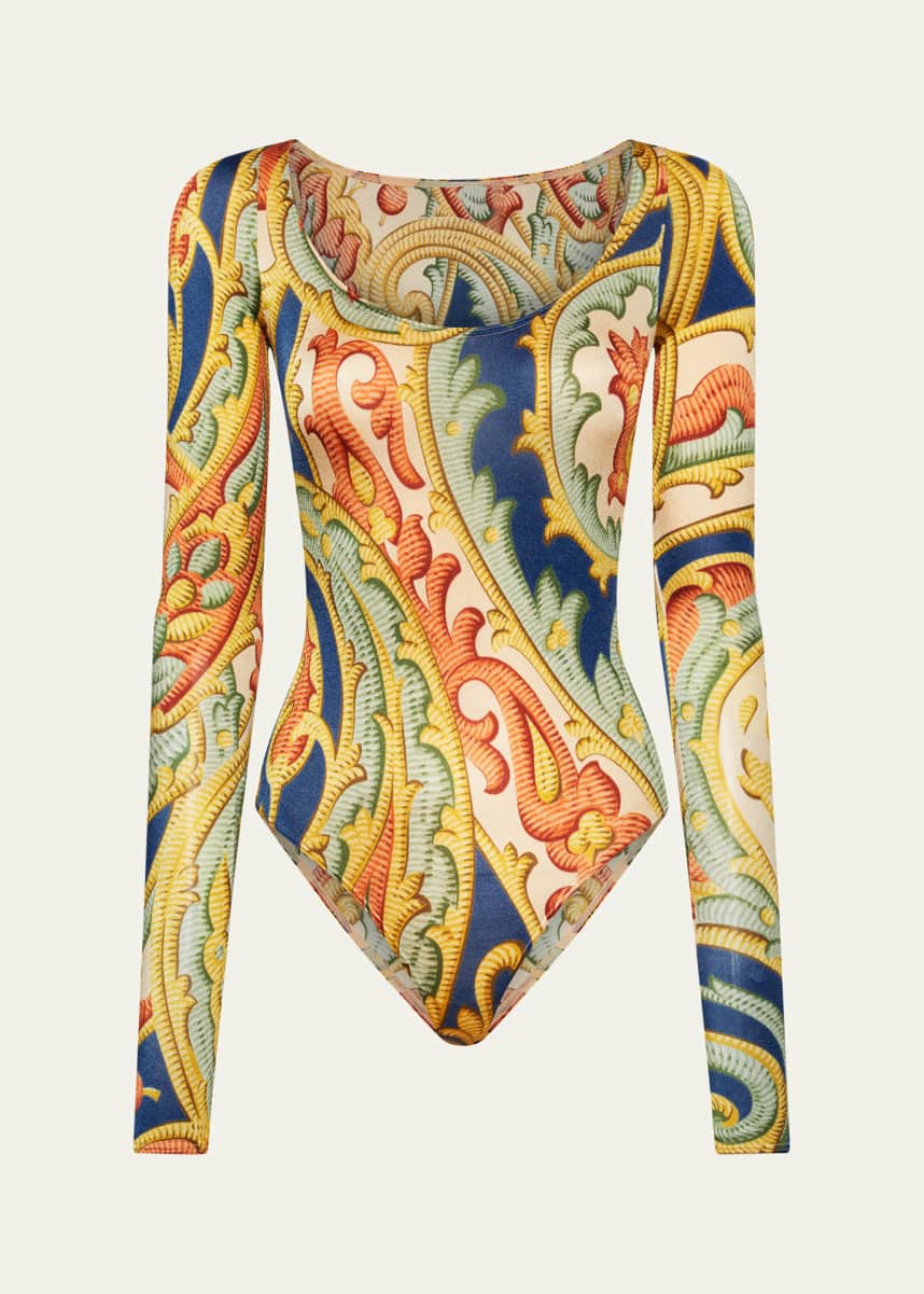 ETRO x Wolford x Etro Paisley-Print Cheeky Bodysuit