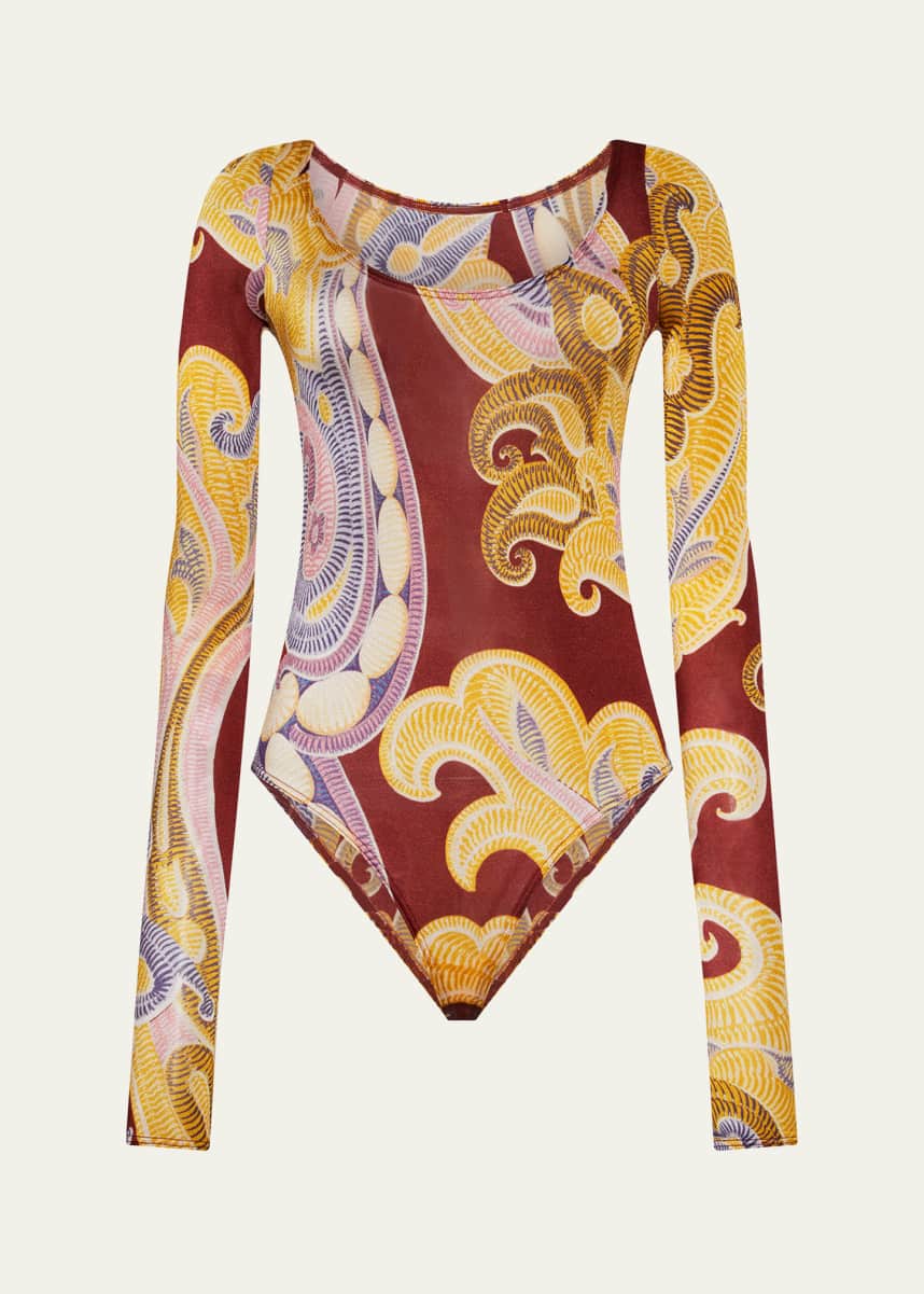ETRO x Wolford x Etro Paisley-Print Cheeky Bodysuit
