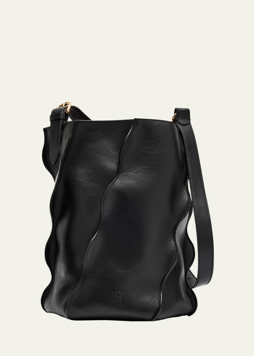 Ulla Johnson Adria Wave Pleated Leather Bucket Bag