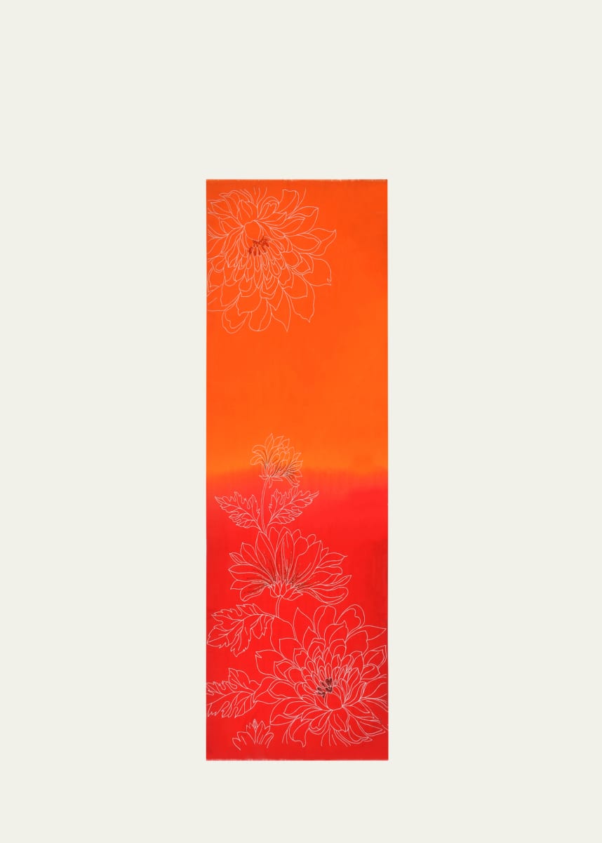 Janavi India Dahlia Line Art Merino Wool Scarf