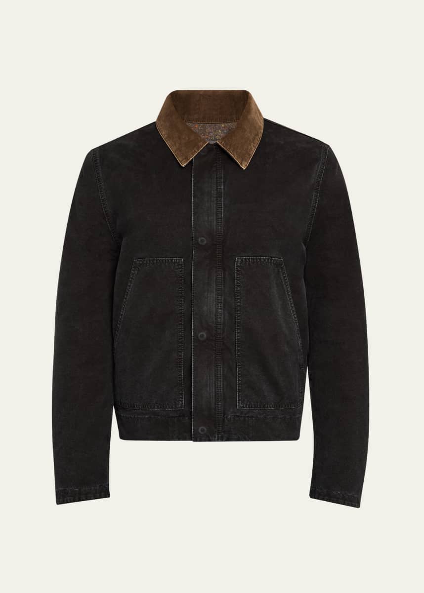 Saint Laurent Men's Canvas Corduroy-Collar Work Jacket
