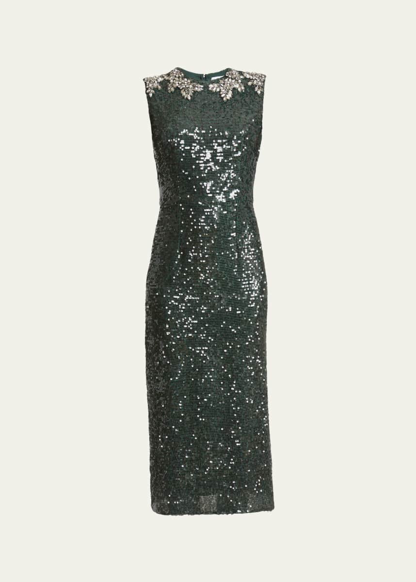 Erdem Sequined Crystal Midi Dress