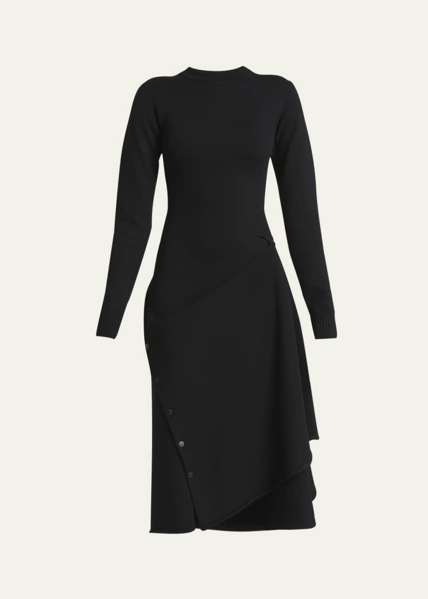 ALAIA Asymmetric Side Snap Slit Midi Dress