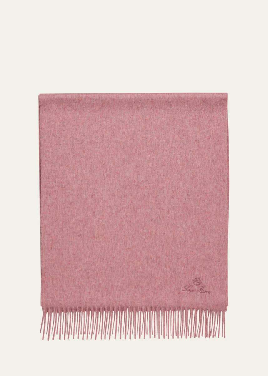 Loro Piana Embroidered Logo Cashmere Scarf