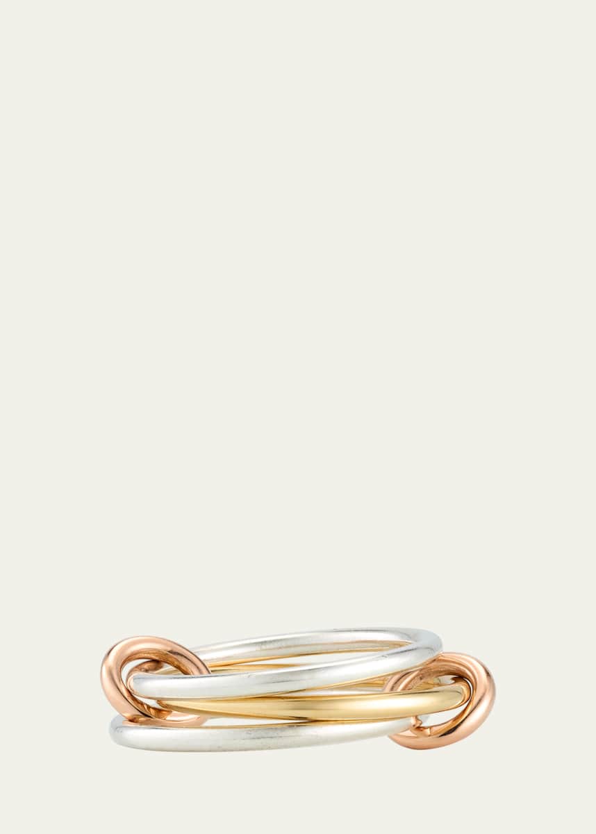 Spinelli Kilcollin Solarium SY Three Link Ring in Sterling Silver and 18K Yellow Gold Connectors