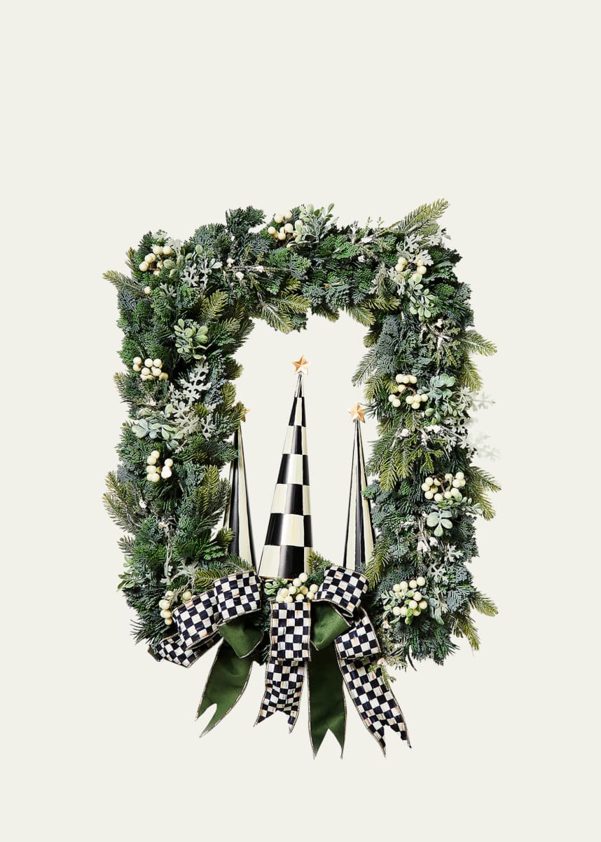 MacKenzie-Childs Farmhouse Holiday Illuminated Rectangle Wreath