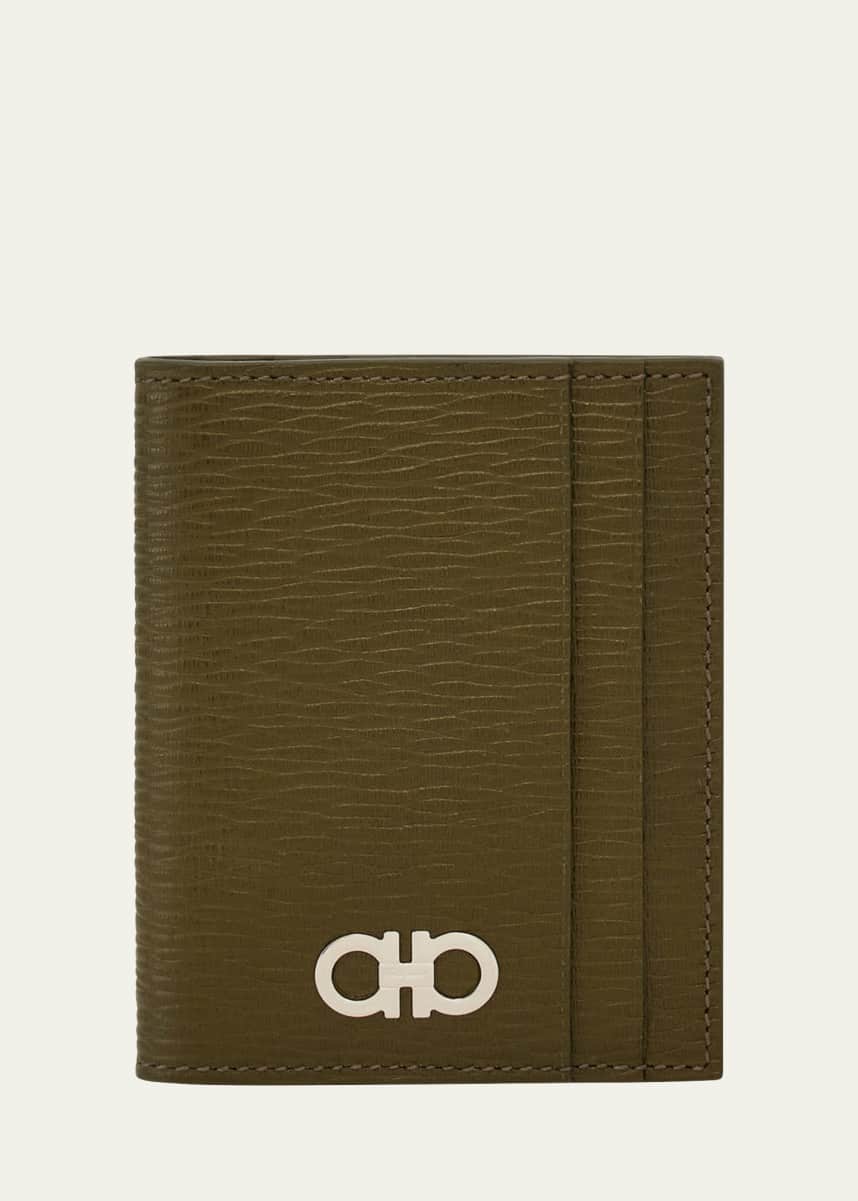 Ferragamo Men's Revival Leather Gancini Bifold Card Holder