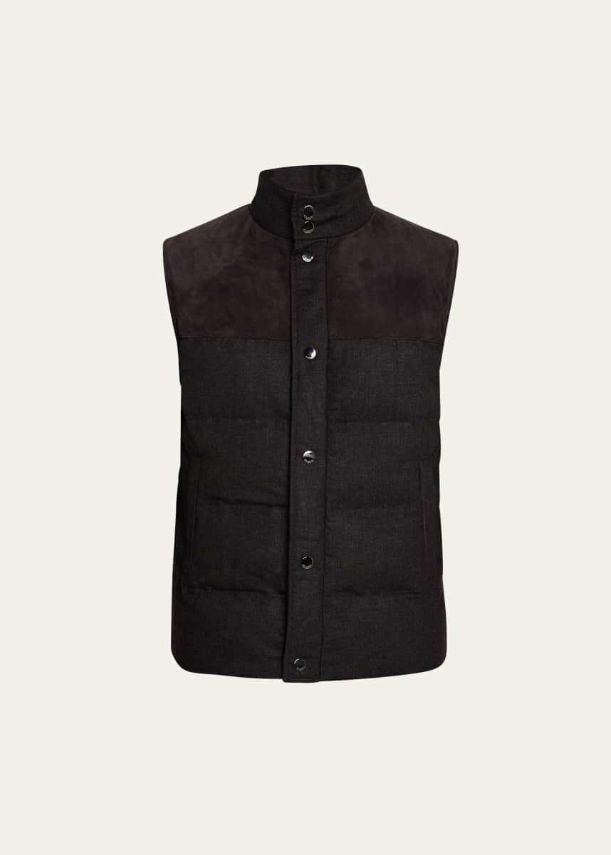 Fioroni Men's Cashmere and Leather Down Vest