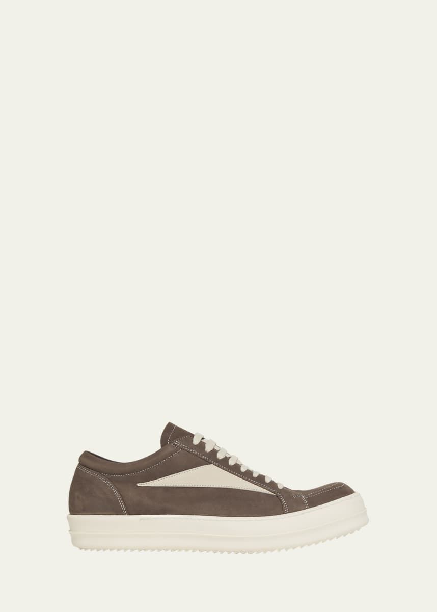 Rick Owens Men's Bicolor Suede Low-Top Sneakers