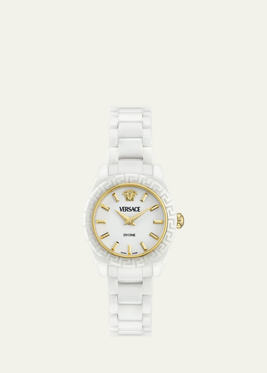Versace 28mm DV One Watch with Bracelet Strap, White