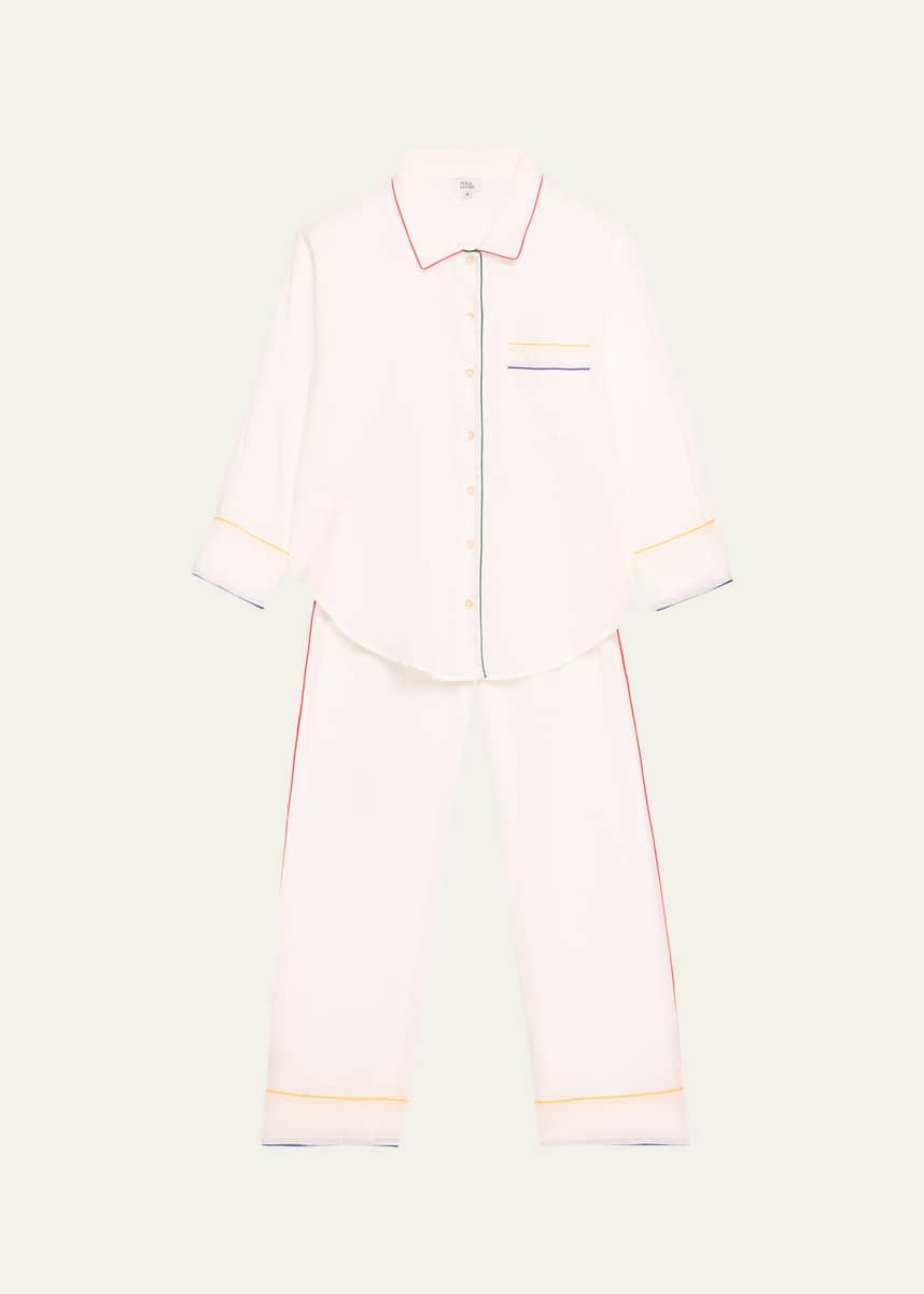 Folkloore Alba Piped Cotton Pajama Set
