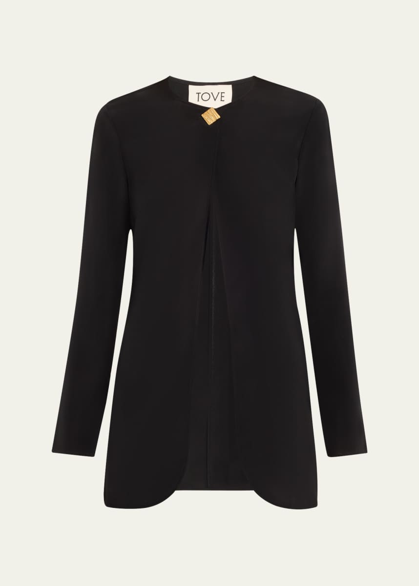 Tove Reyes Long-Sleeve Silk Top