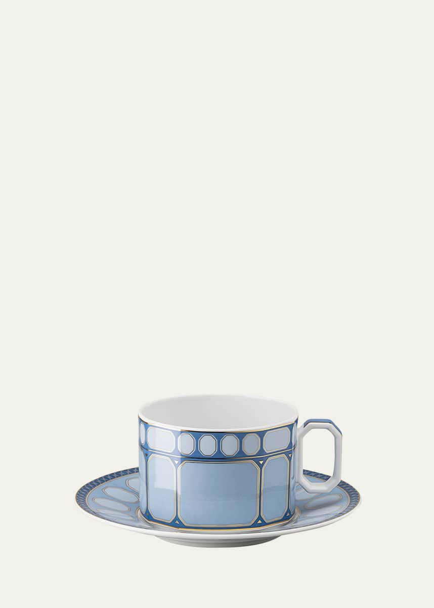 SWAROVSKI Signum Tea Cup & Saucer, Azure Blue