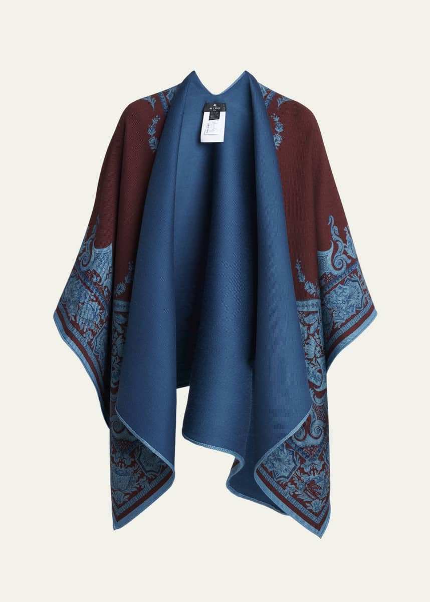 Etro Floral Paisley Wool-Modal Cape