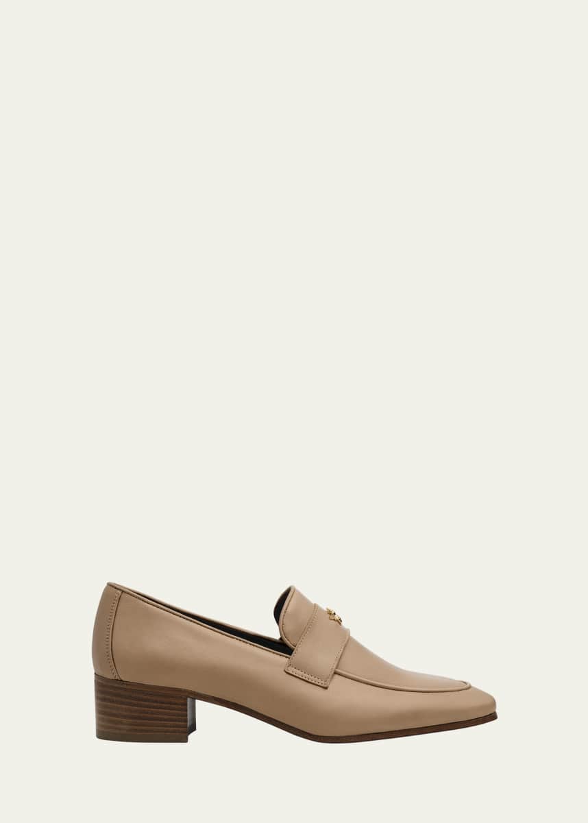 Bougeotte Cuban Block-Heel Leather Loafers