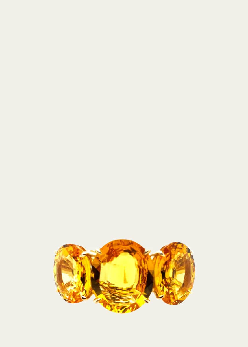 Bayco 18K Gold 3-Stone Yellow Sapphire RIng