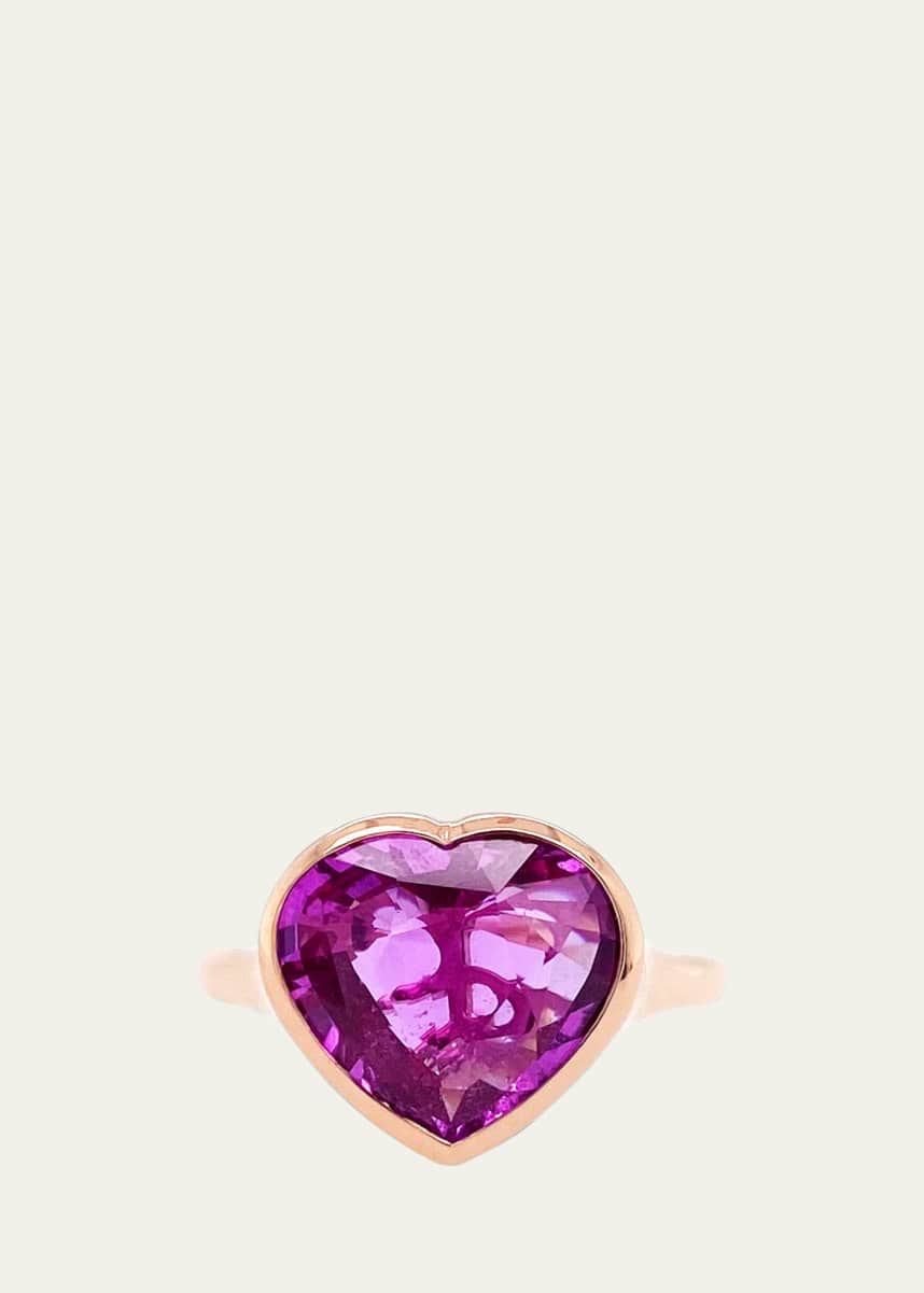 Bayco 18K Rose Gold Heart-Shaped Pink Sapphire Ring